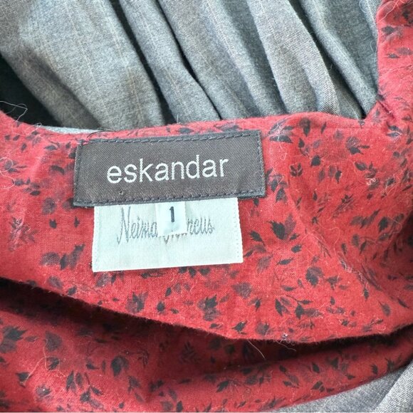 Eskandar Grey Plaid Wool Maxi Dress Long Sleeve Modest Long Sleeve Sz 1 = US 10 - Picture 8 of 12